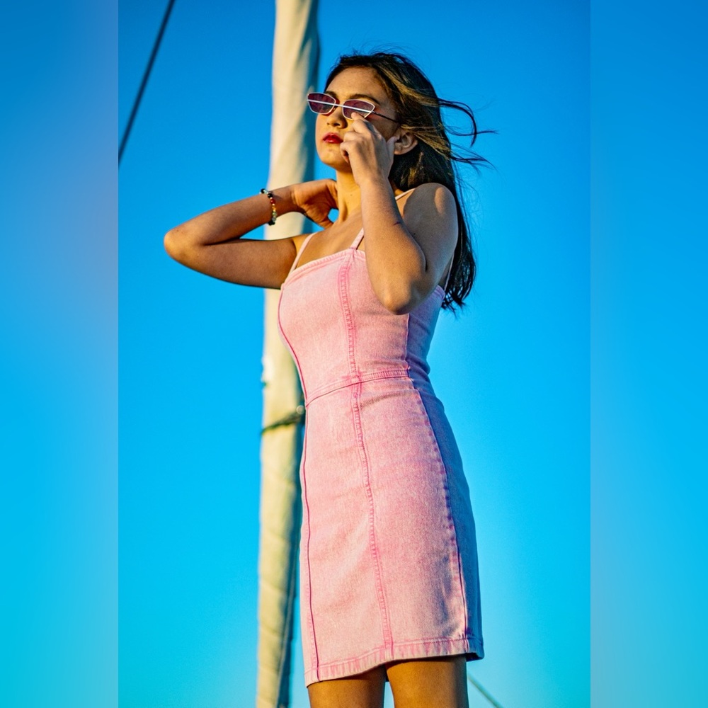 H&M Divided Denim Light Pink Mini Dress